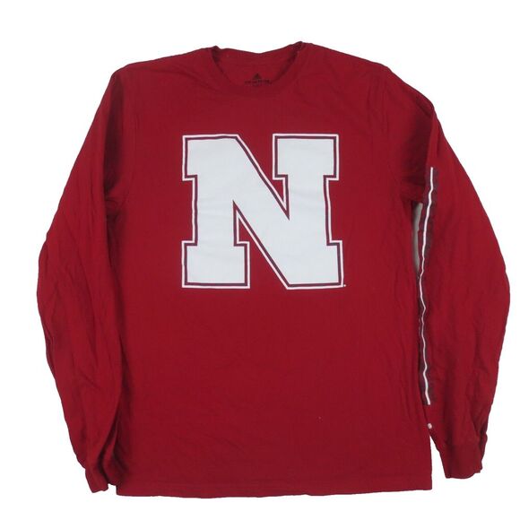 Nebraska Corn Huskers NCAA Adidas Go To Tee T Shirt Adult Medium Red Long Sleeve - Picture 1 of 11